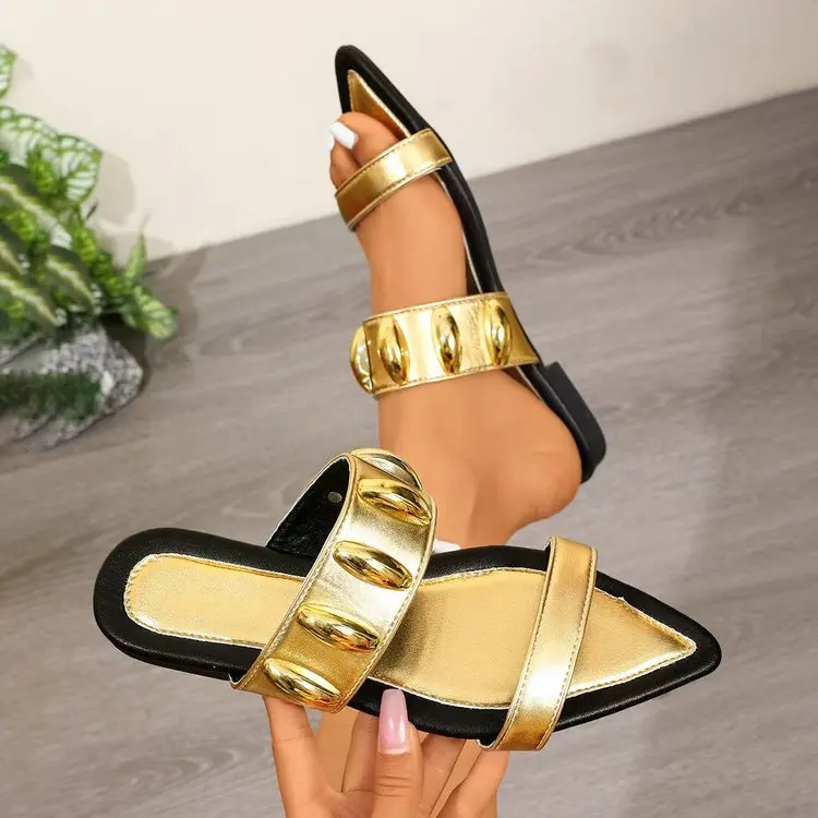 Fashion Women's Shoes Spring New Style Pointed Flat Shoes Anti Slip Versatile Women's Sandals Soft Sole Open Toe Women Slippers