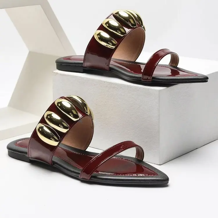 Fashion Women's Shoes Spring New Style Pointed Flat Shoes Anti Slip Versatile Women's Sandals Soft Sole Open Toe Women Slippers