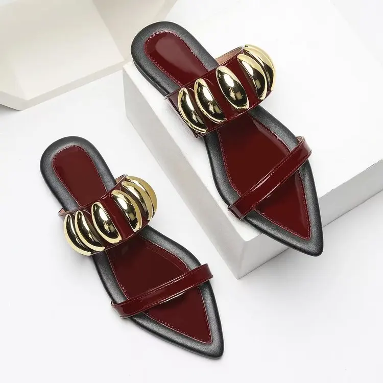 Fashion Women's Shoes Spring New Style Pointed Flat Shoes Anti Slip Versatile Women's Sandals Soft Sole Open Toe Women Slippers