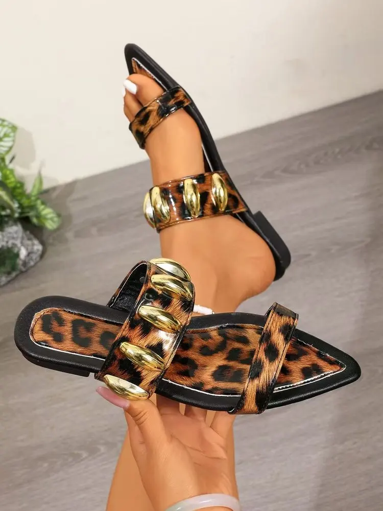 Fashion Women's Shoes Spring New Style Pointed Flat Shoes Anti Slip Versatile Women's Sandals Soft Sole Open Toe Women Slippers