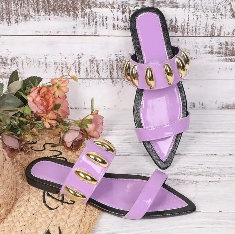 Fashion Women's Shoes Spring New Style Pointed Flat Shoes Anti Slip Versatile Women's Sandals Soft Sole Open Toe Women Slippers