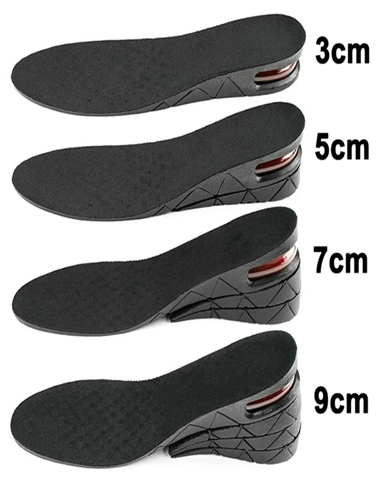 Multi-Level Height Lift Insoles, 3-9cm Air Cushion Shock Absorbing Inserts, Invisible Elevator Pads for Men & Women 1Pair/2Pairs