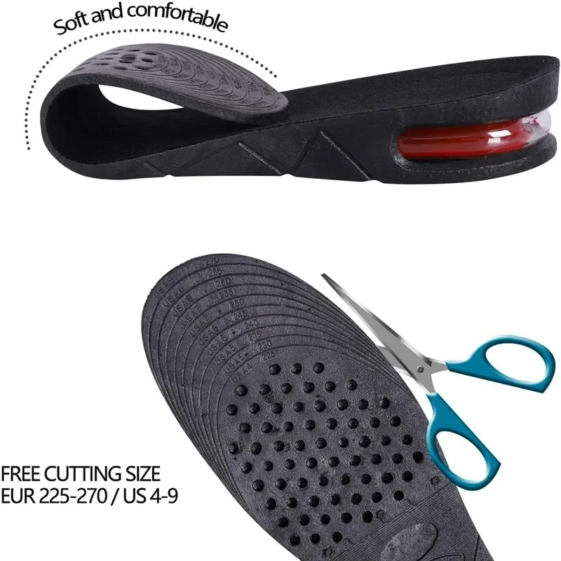 Multi-Level Height Lift Insoles, 3-9cm Air Cushion Shock Absorbing Inserts, Invisible Elevator Pads for Men & Women 1Pair/2Pairs