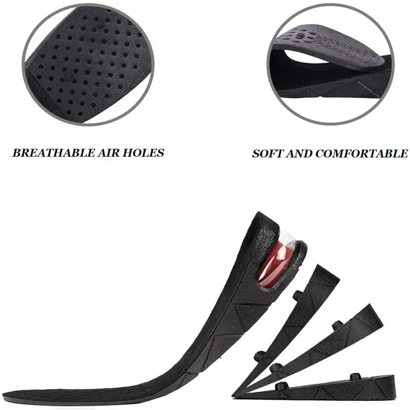 Multi-Level Height Lift Insoles, 3-9cm Air Cushion Shock Absorbing Inserts, Invisible Elevator Pads for Men & Women 1Pair/2Pairs