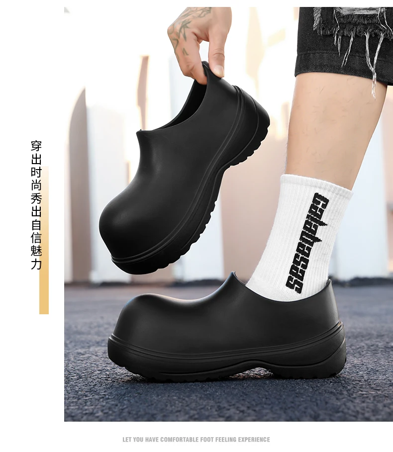 EVA New Slip-On Chef Shoes Men and Women General Casual Big Head Shoes lightweight Thick Soles All Wear Rain Shoes