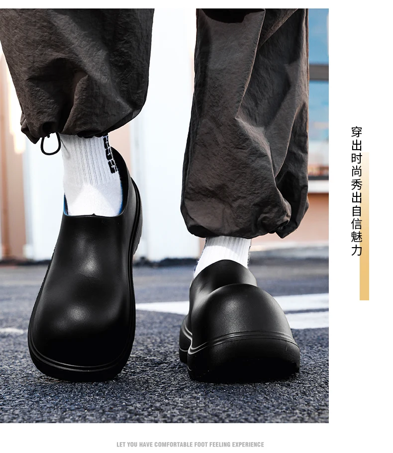 EVA New Slip-On Chef Shoes Men and Women General Casual Big Head Shoes lightweight Thick Soles All Wear Rain Shoes