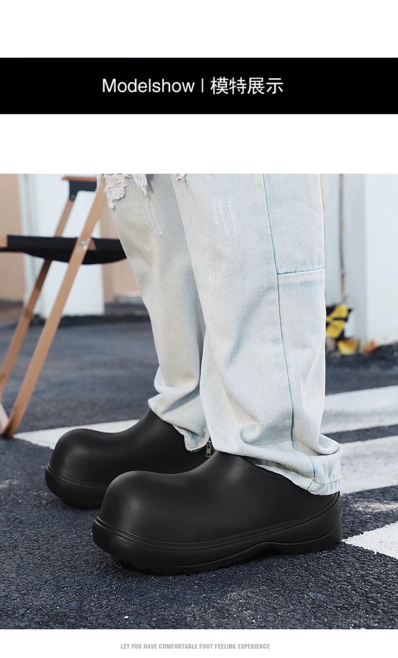 EVA New Slip-On Chef Shoes Men and Women General Casual Big Head Shoes lightweight Thick Soles All Wear Rain Shoes