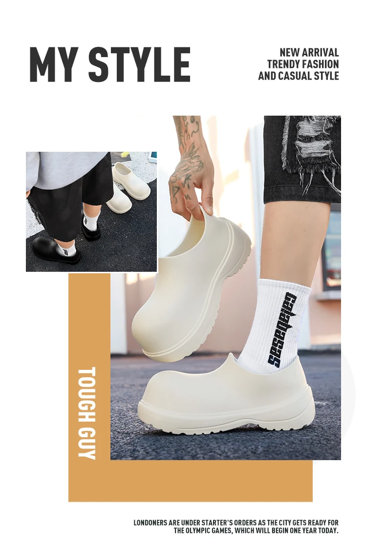 EVA New Slip-On Chef Shoes Men and Women General Casual Big Head Shoes lightweight Thick Soles All Wear Rain Shoes