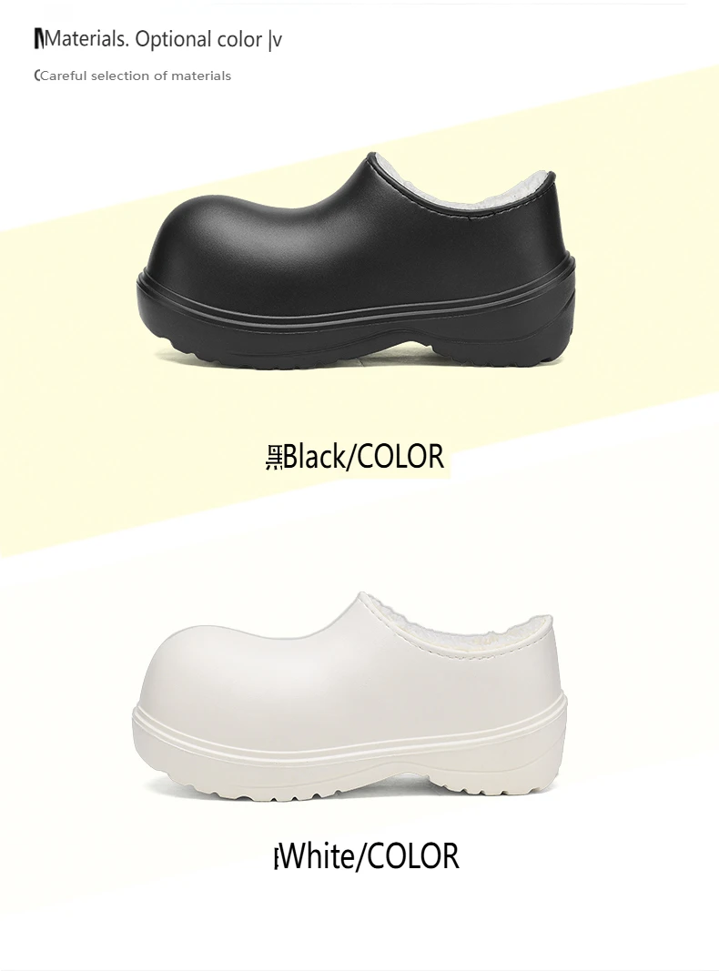 EVA New Slip-On Chef Shoes Men and Women General Casual Big Head Shoes lightweight Thick Soles All Wear Rain Shoes