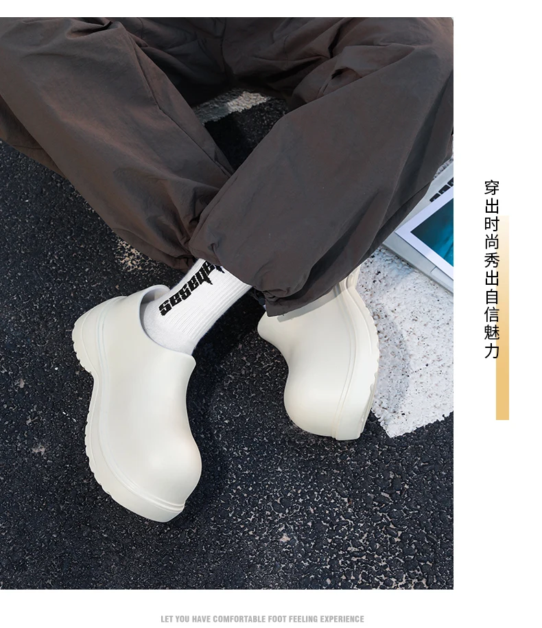 EVA New Slip-On Chef Shoes Men and Women General Casual Big Head Shoes lightweight Thick Soles All Wear Rain Shoes