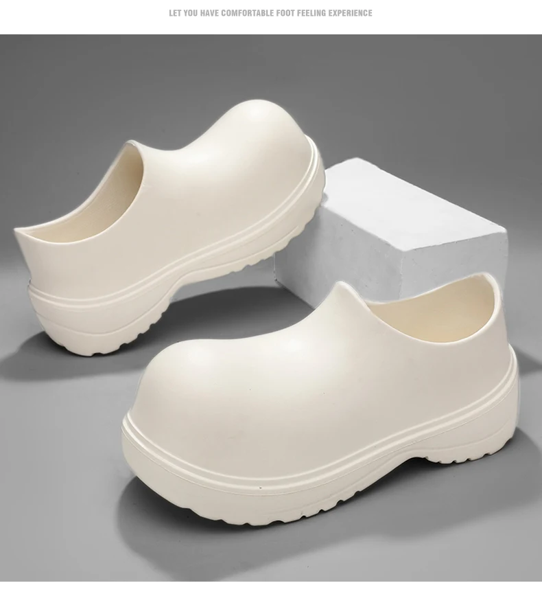 EVA New Slip-On Chef Shoes Men and Women General Casual Big Head Shoes lightweight Thick Soles All Wear Rain Shoes