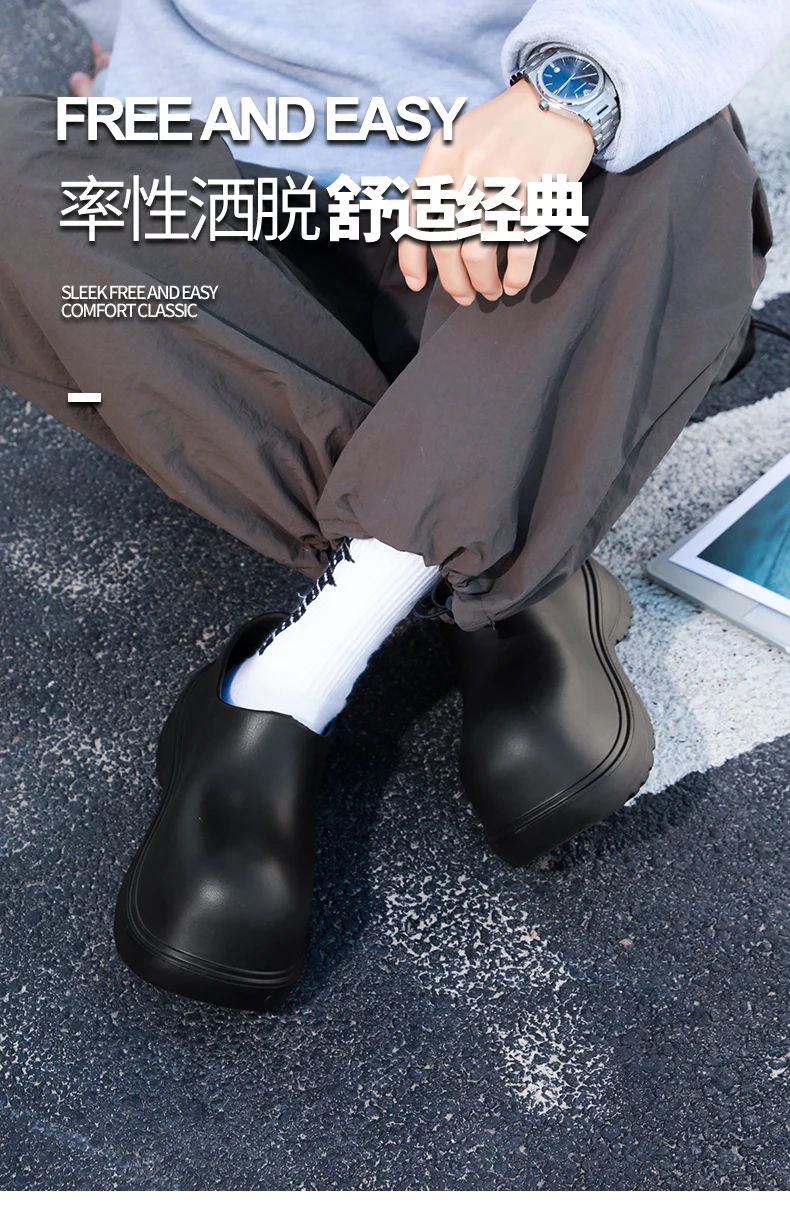 EVA New Slip-On Chef Shoes Men and Women General Casual Big Head Shoes lightweight Thick Soles All Wear Rain Shoes