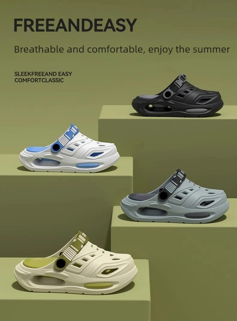 Men Platform Beach Mountaineering Clogs Anti-slip Double Shock Absorb Quick Dry Odor-free EVA Water Sandals Removable Insole