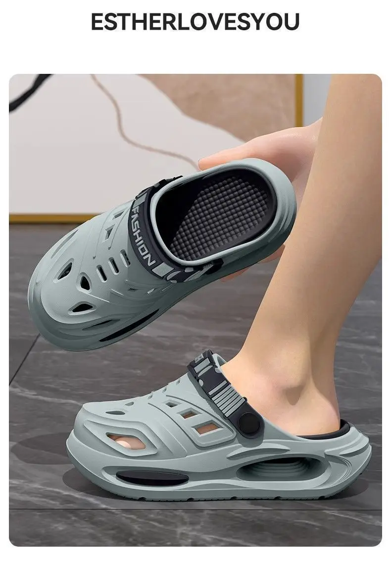 Men Platform Beach Mountaineering Clogs Anti-slip Double Shock Absorb Quick Dry Odor-free EVA Water Sandals Removable Insole