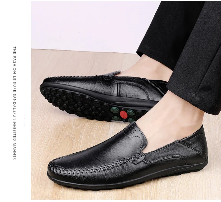 CLOHOO Men's Business Casual Shoes Leather Stitching Comfortable Breathable Rubber Bottom Second Layer Cowhide