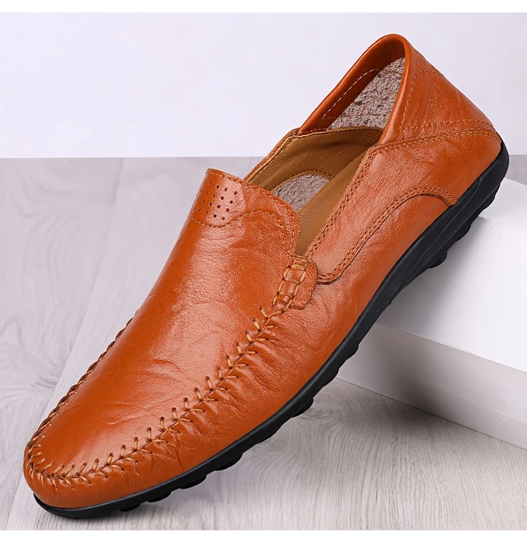 CLOHOO Men's Business Casual Shoes Leather Stitching Comfortable Breathable Rubber Bottom Second Layer Cowhide