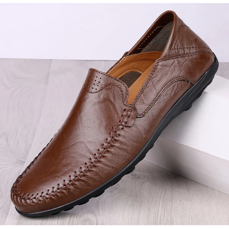 CLOHOO Men's Business Casual Shoes Leather Stitching Comfortable Breathable Rubber Bottom Second Layer Cowhide