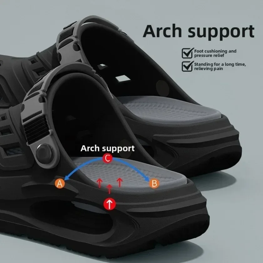 Men's Clogs Shoes Lightweight EVA Slippers Summer New Style, Non Slip Thick Sole Foot Arch Support, Outdoor Driving Cool Shoes