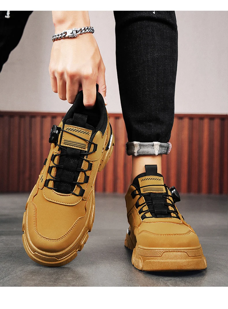 Men's Autumn Casual Leather Sneakers Comfortable Soft Work Board Platform Shoes Male Platform Кроссовки Мужские