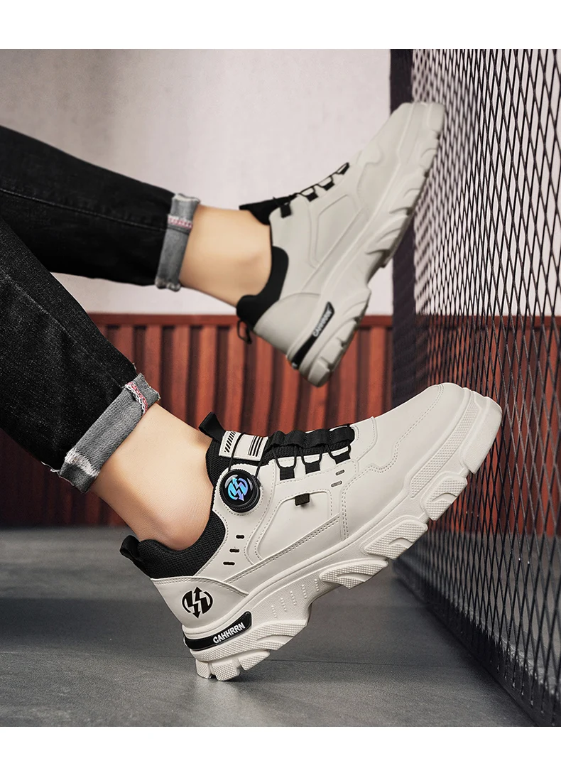 Men's Autumn Casual Leather Sneakers Comfortable Soft Work Board Platform Shoes Male Platform Кроссовки Мужские