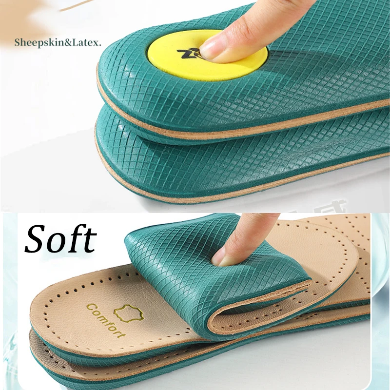 1pair Sheepskin Insoles Genuine Leather Odor-Free Sweat Absorption, High Rebound Cushion Inserts for Men Women Shock Absorption