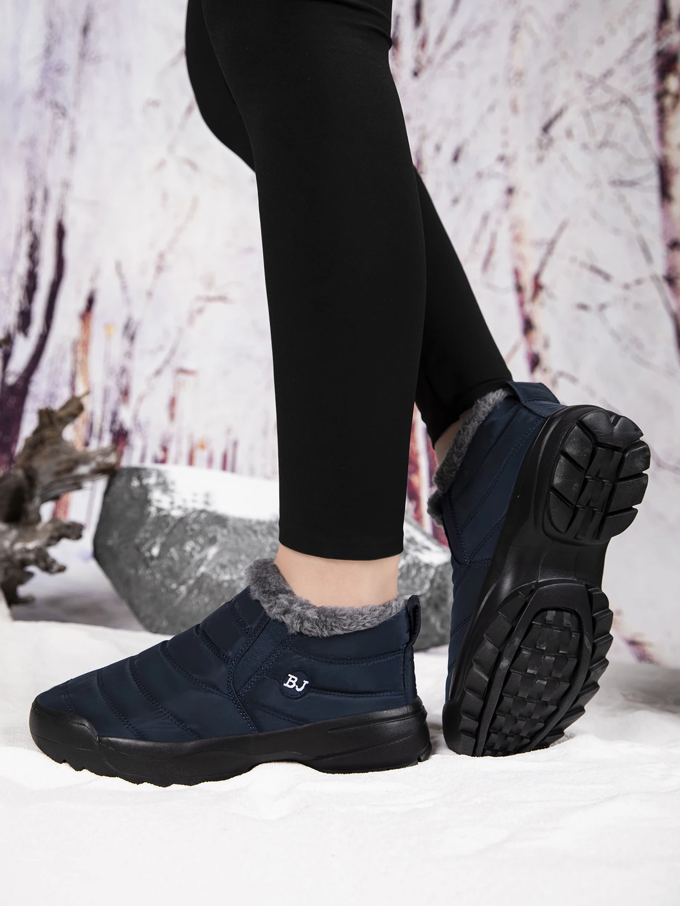 Men's snow boots, winter warm shoes, fuzzy-lined windproof hiking boots, winter insulated shoes, fuzzy-lined windproof hiking boots