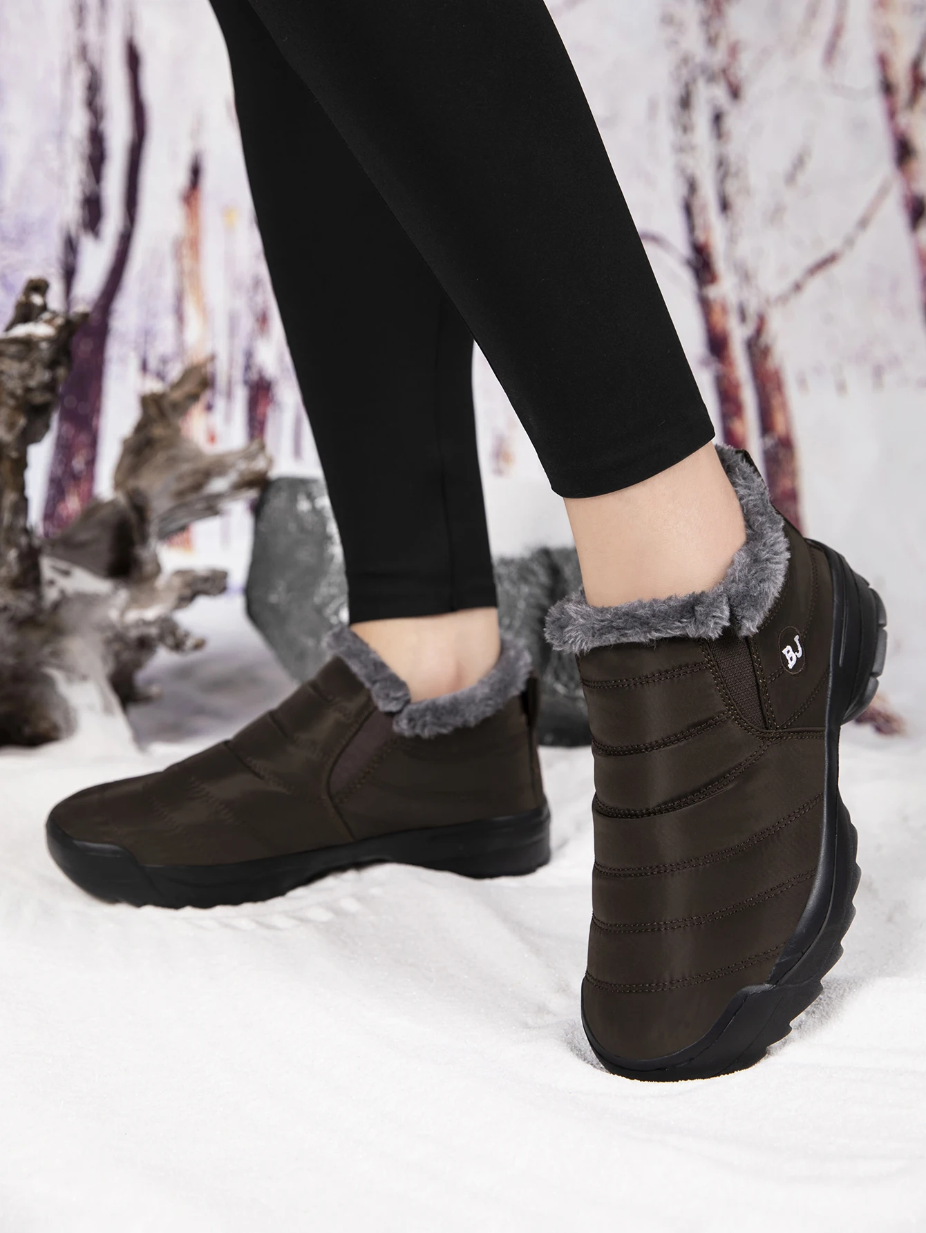 Men's snow boots, winter warm shoes, fuzzy-lined windproof hiking boots, winter insulated shoes, fuzzy-lined windproof hiking boots