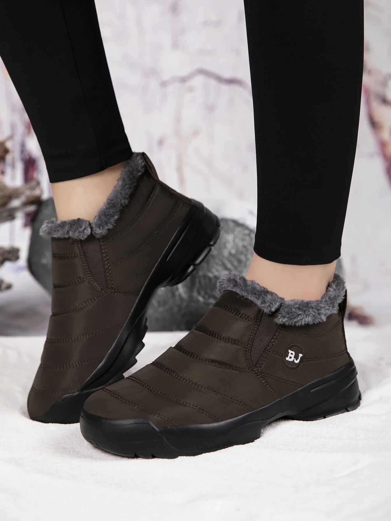 Men's snow boots, winter warm shoes, fuzzy-lined windproof hiking boots, winter insulated shoes, fuzzy-lined windproof hiking boots