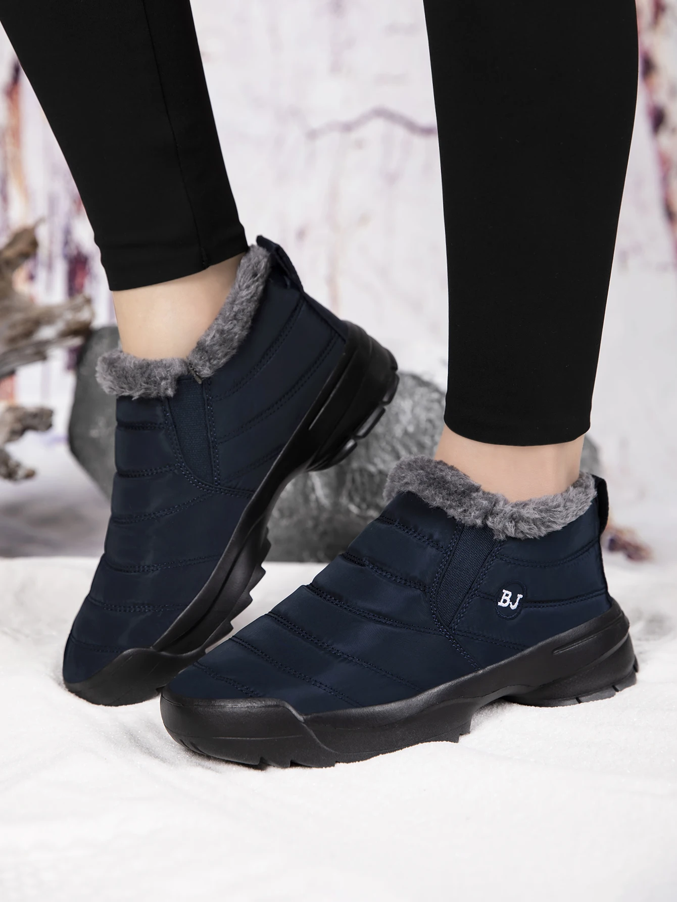 Men's snow boots, winter warm shoes, fuzzy-lined windproof hiking boots, winter insulated shoes, fuzzy-lined windproof hiking boots
