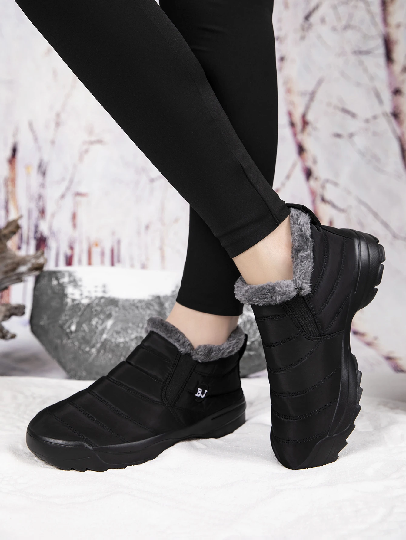 Men's snow boots, winter warm shoes, fuzzy-lined windproof hiking boots, winter insulated shoes, fuzzy-lined windproof hiking boots