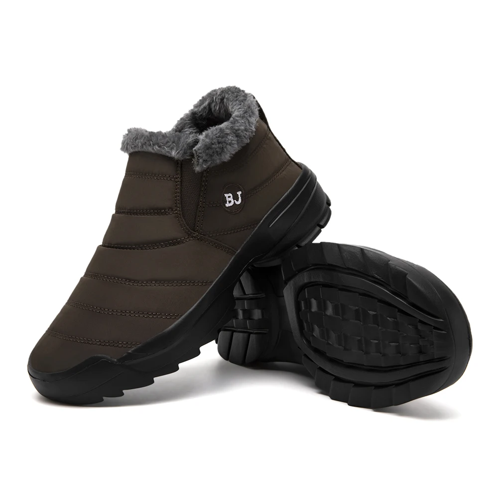 Men's snow boots, winter warm shoes, fuzzy-lined windproof hiking boots, winter insulated shoes, fuzzy-lined windproof hiking boots