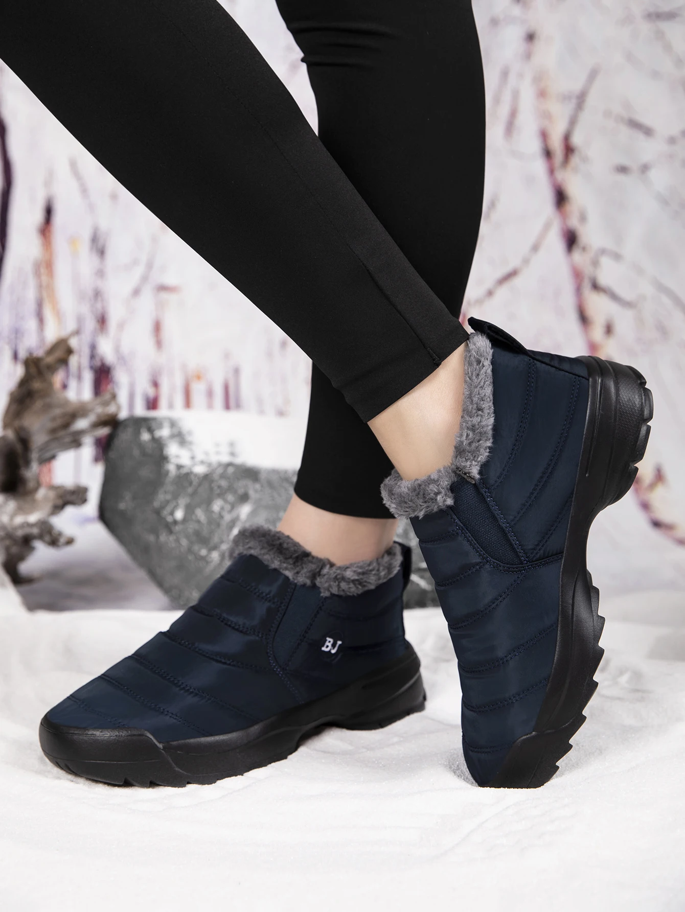Men's snow boots, winter warm shoes, fuzzy-lined windproof hiking boots, winter insulated shoes, fuzzy-lined windproof hiking boots