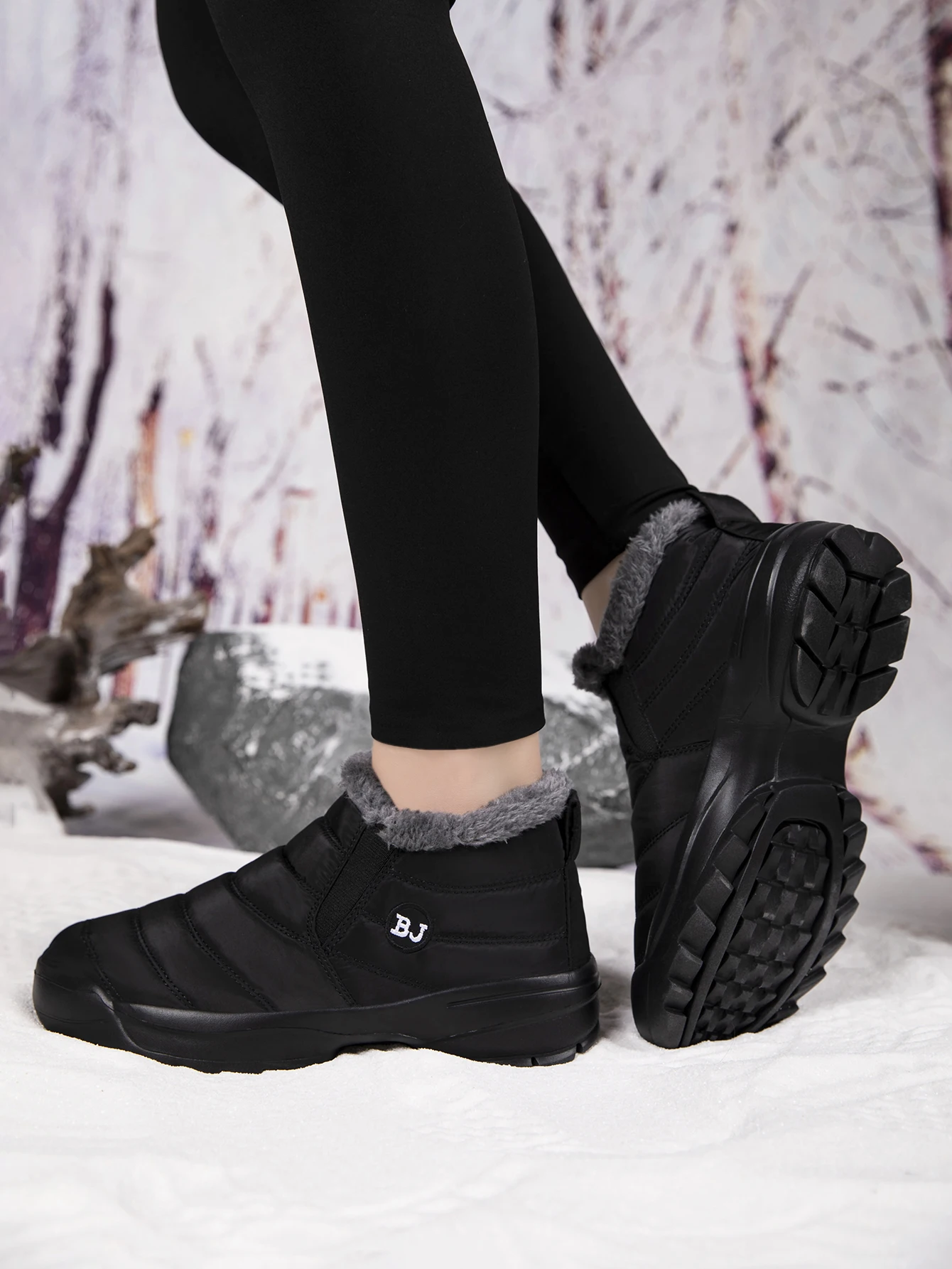 Men's snow boots, winter warm shoes, fuzzy-lined windproof hiking boots, winter insulated shoes, fuzzy-lined windproof hiking boots