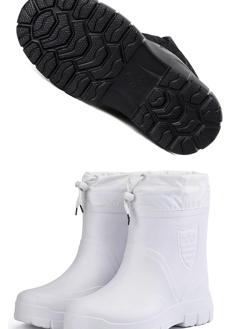 2024 Versatile Men's Rain Boots Waterproof outdoor lightweight shoe Velvet fashion short boot Casual comfort male water shoes
