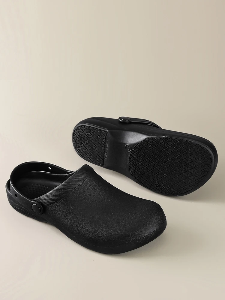 2025 New Fashion Men's Slip-On Half-Mule Closed-Toe Non-Slip Work Shoes Chef Shoes Lightweight Beach Shoes Casual Men's Shoes