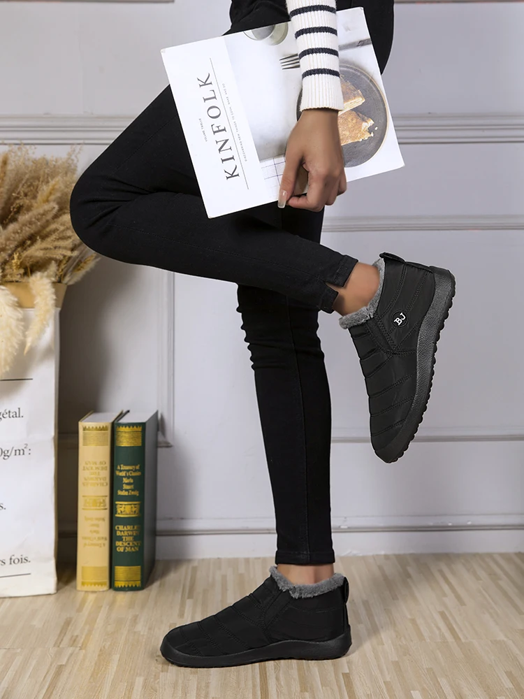 Women's Boots with Plush Platform, Women's Shoes, Waterproof Boots for Women, Fashionable Snow Boots for Winter, Boots for Women