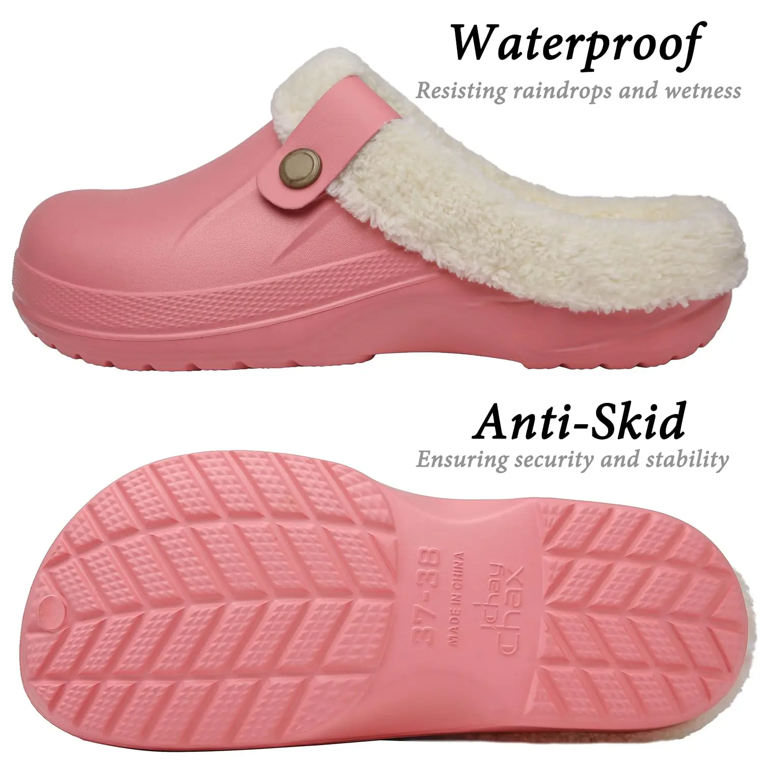 New Men Waterproof Slippers Women Men Fur Clogs Slippers Winter Men Garden Shoes Outdoor Antiskid Mules Indoor Soft House Shoes