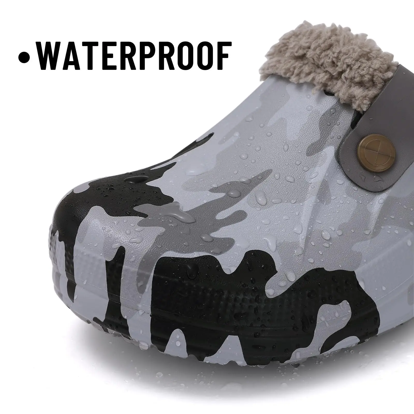 New Men Waterproof Slippers Women Men Fur Clogs Slippers Winter Men Garden Shoes Outdoor Antiskid Mules Indoor Soft House Shoes