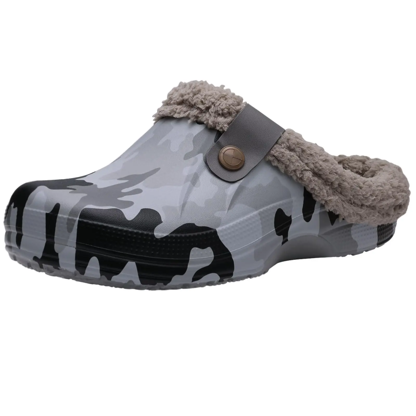 New Men Waterproof Slippers Women Men Fur Clogs Slippers Winter Men Garden Shoes Outdoor Antiskid Mules Indoor Soft House Shoes