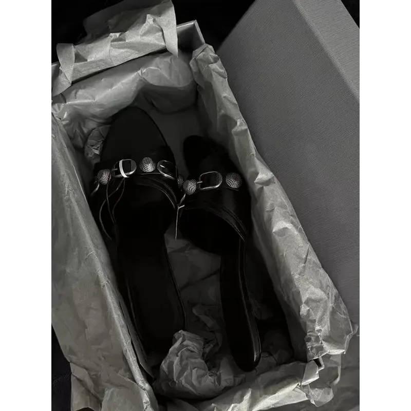 2025 Women Summer New Luxury Brand High Heel Sandals Versatile Simple Slim Heel Sandals Slippers