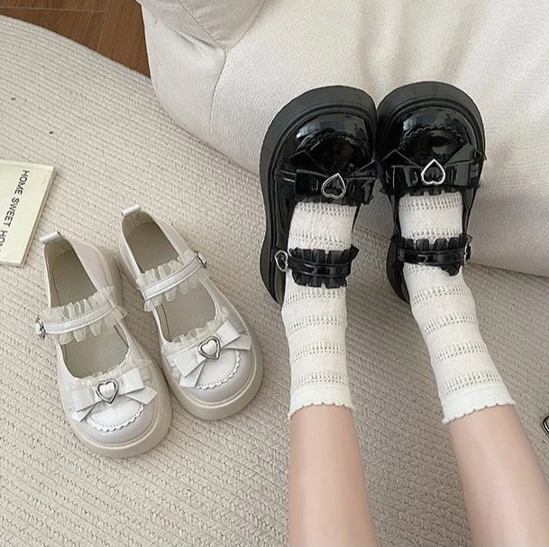 2025 New Fashion Buckle Women's Pumps Spring Autumn Mary Jane Solid Butterfly Knot Platform Casual Round Toe Ladies Shoes