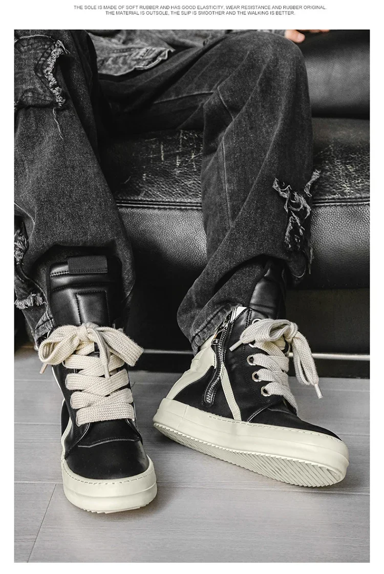 High-top Sports Shoes Lace-up Leather Ankle Boots Male Skateboard Shoes Basketball Sneakers 39-44 Men Casual Luxury Sneakers