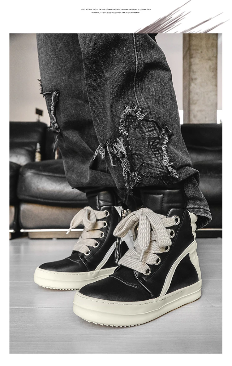 High-top Sports Shoes Lace-up Leather Ankle Boots Male Skateboard Shoes Basketball Sneakers 39-44 Men Casual Luxury Sneakers
