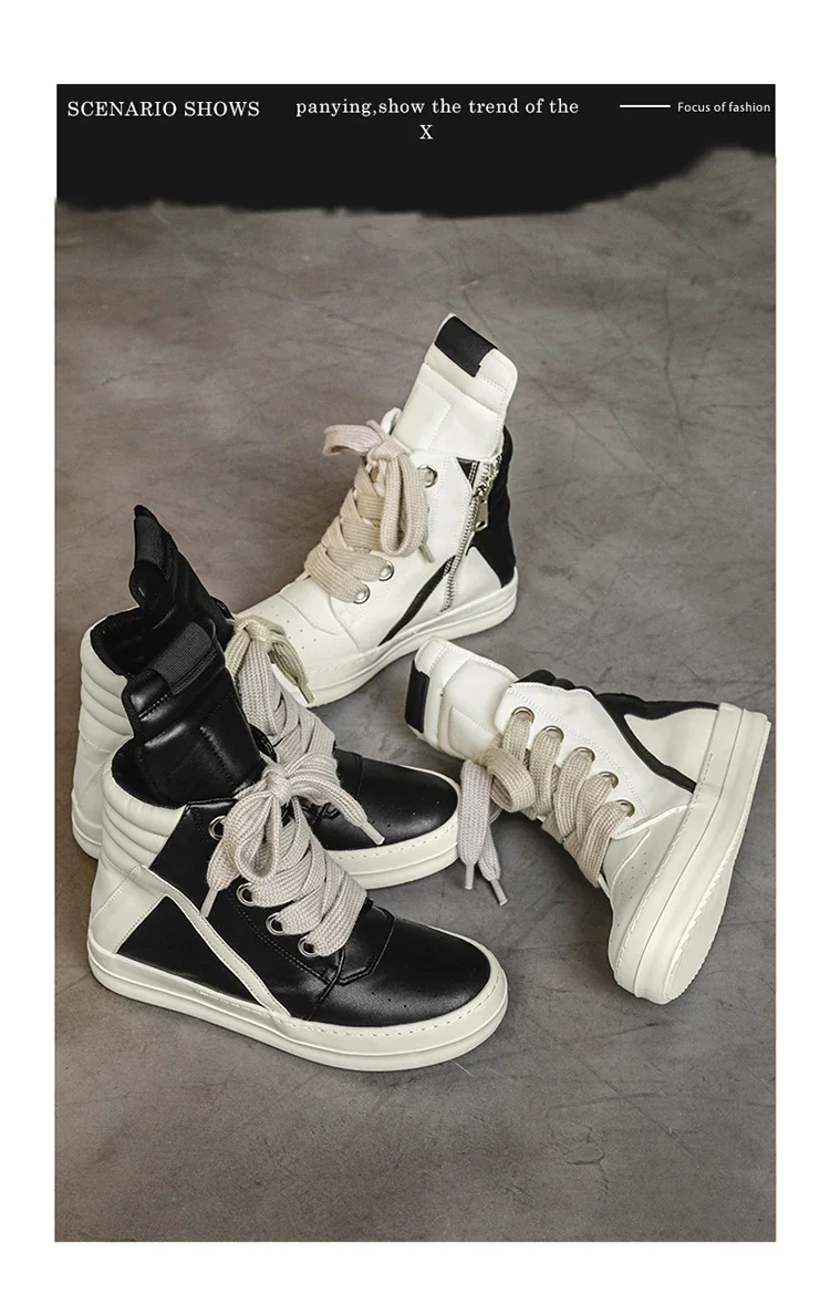 High-top Sports Shoes Lace-up Leather Ankle Boots Male Skateboard Shoes Basketball Sneakers 39-44 Men Casual Luxury Sneakers