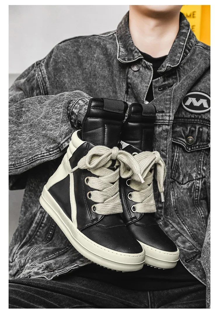 High-top Sports Shoes Lace-up Leather Ankle Boots Male Skateboard Shoes Basketball Sneakers 39-44 Men Casual Luxury Sneakers