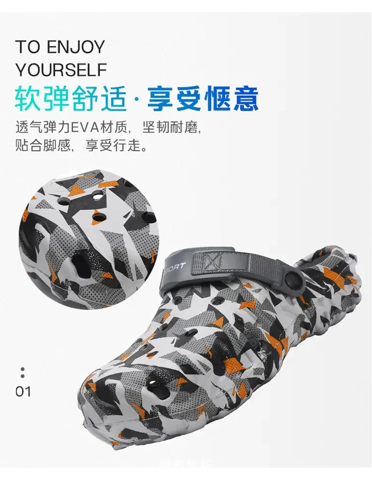 2026 Men Hole Clogs Slippers Men Garden Shoes For Men Arch Support Slides Summer Fashion Beach Slippers Non-slip EVA Slippers