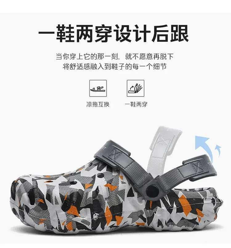 2026 Men Hole Clogs Slippers Men Garden Shoes For Men Arch Support Slides Summer Fashion Beach Slippers Non-slip EVA Slippers