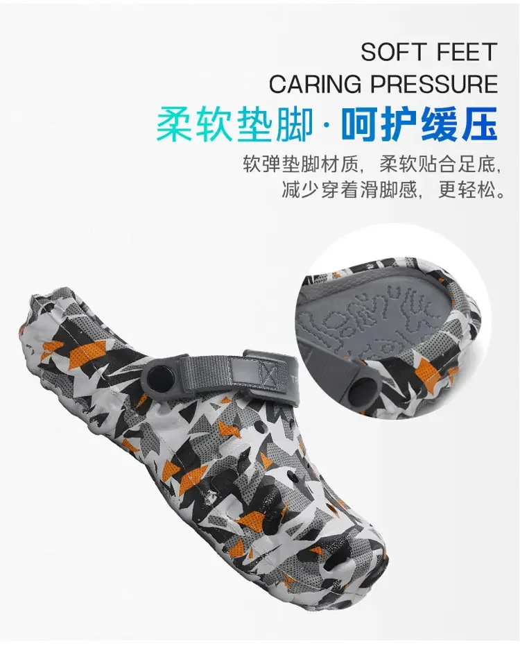2026 Men Hole Clogs Slippers Men Garden Shoes For Men Arch Support Slides Summer Fashion Beach Slippers Non-slip EVA Slippers