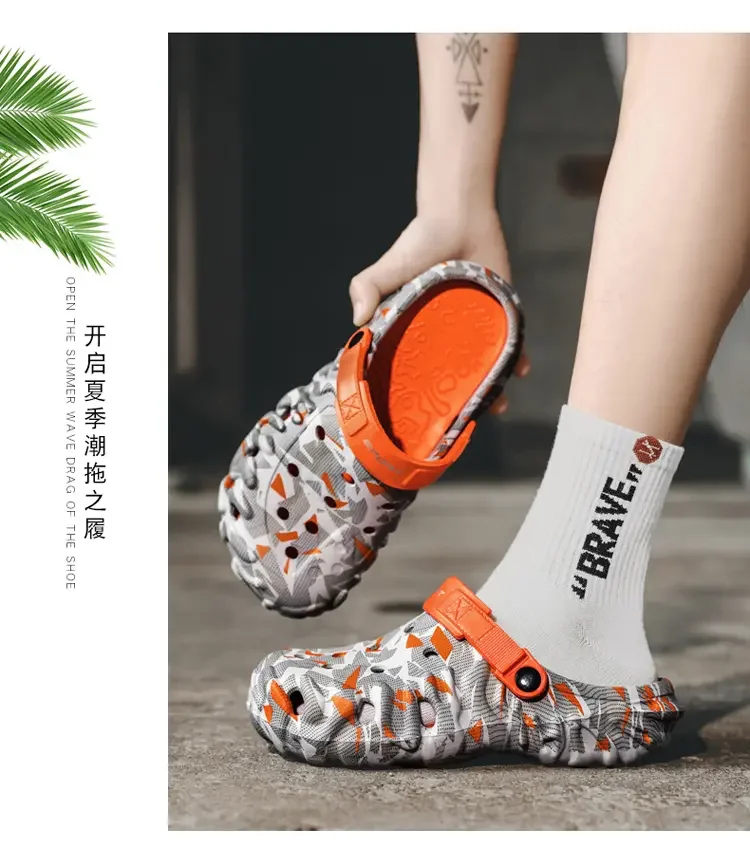 2026 Men Hole Clogs Slippers Men Garden Shoes For Men Arch Support Slides Summer Fashion Beach Slippers Non-slip EVA Slippers