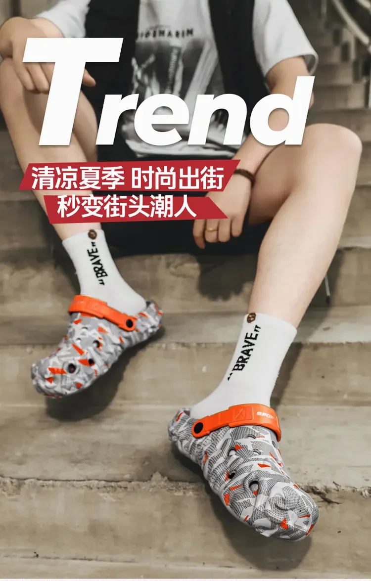 2026 Men Hole Clogs Slippers Men Garden Shoes For Men Arch Support Slides Summer Fashion Beach Slippers Non-slip EVA Slippers